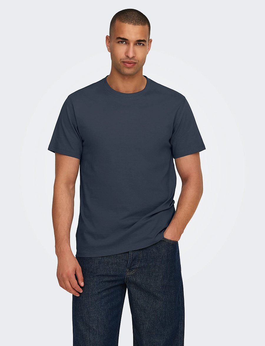 ONLY & SONS - ONSMAX LIFE SS STITCH TEE NOOS - lühikeste varrukatega t-särgid - blue nights - 0