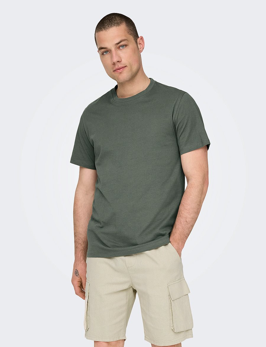 ONLY & SONS - ONSMAX LIFE SS STITCH TEE NOOS - lühikeste varrukatega t-särgid - castor gray - 0