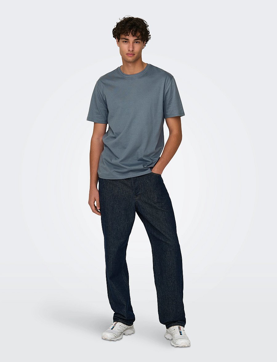 ONLY & SONS - ONSMAX LIFE SS STITCH TEE NOOS - lühikeste varrukatega t-särgid - flint stone - 4
