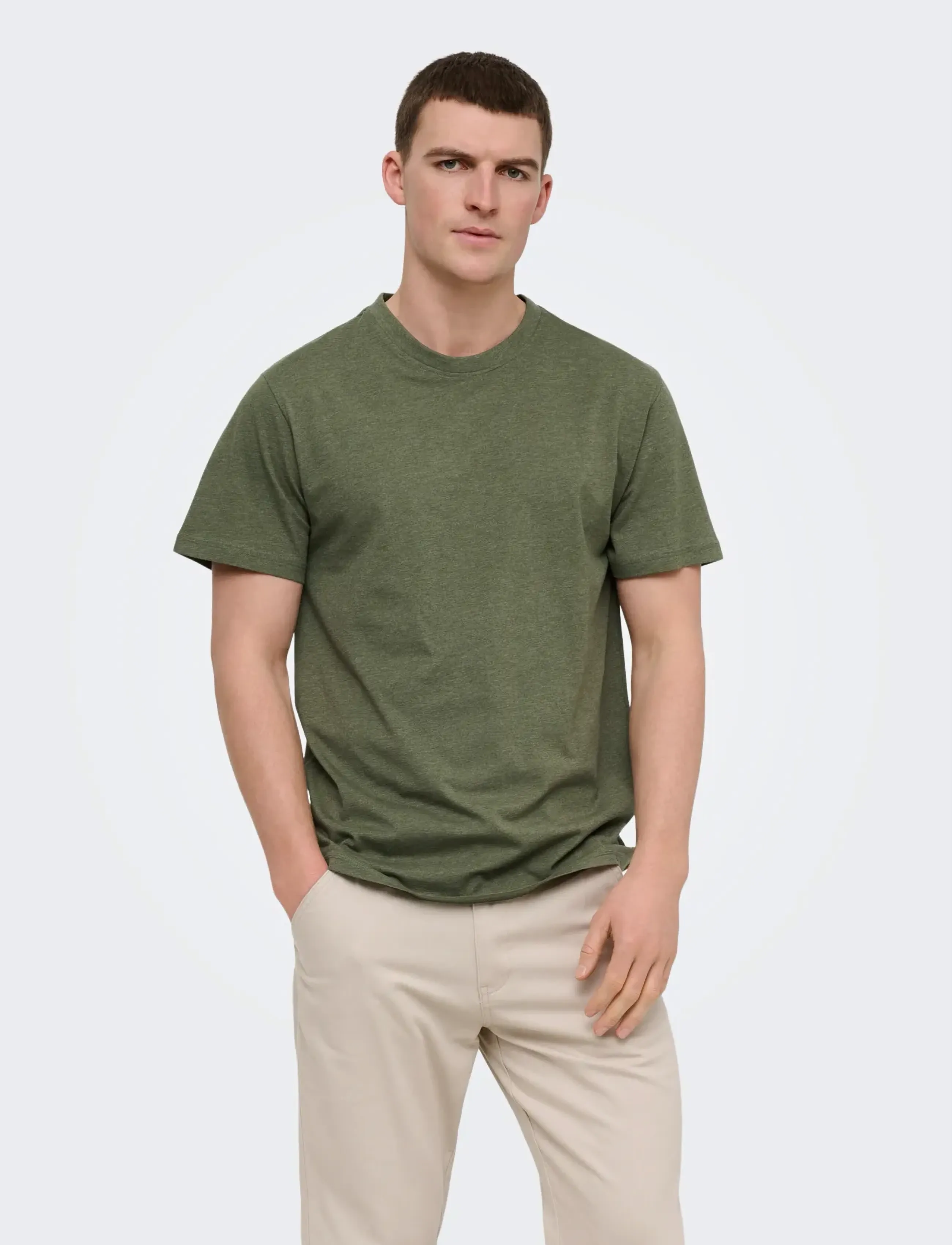 ONLY & SONS ONSMAX LIFE SS STITCH TEE NOOS - ONLY & SONS - OLIVE NIGHT / green