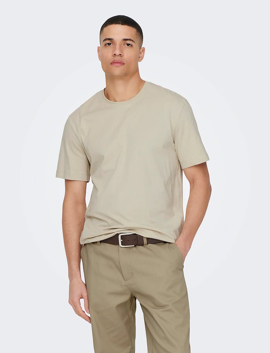 ONLY & SONS - ONSMAX LIFE SS STITCH TEE NOOS - short-sleeved t-shirts - pelican - 0