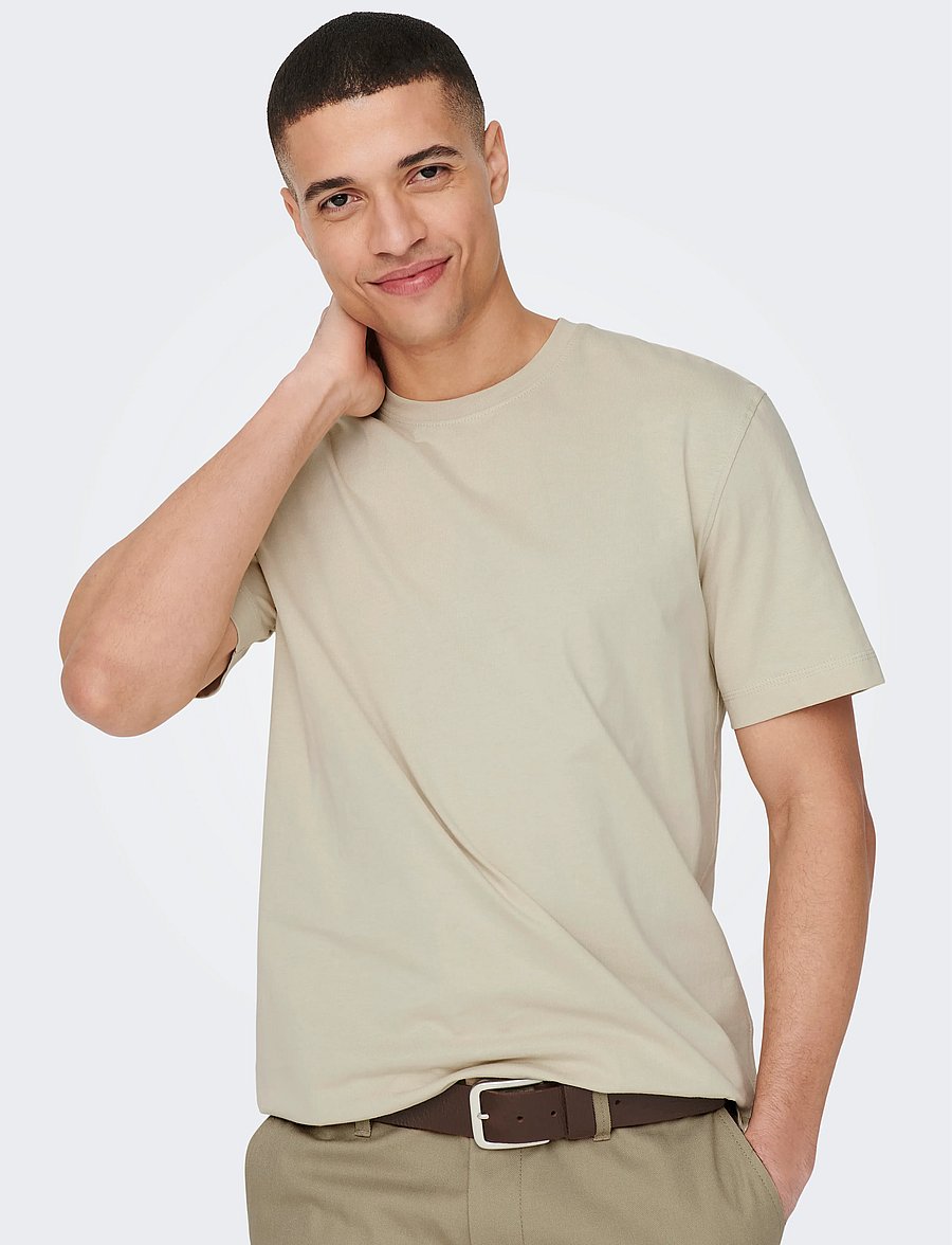 ONLY & SONS - ONSMAX LIFE SS STITCH TEE NOOS - short-sleeved t-shirts - pelican - 5