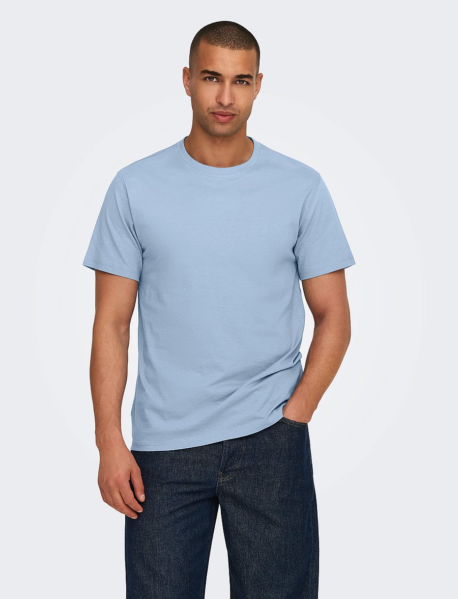 ONLY & SONS - ONSMAX LIFE SS STITCH TEE NOOS - lühikeste varrukatega t-särgid - skyway - 0