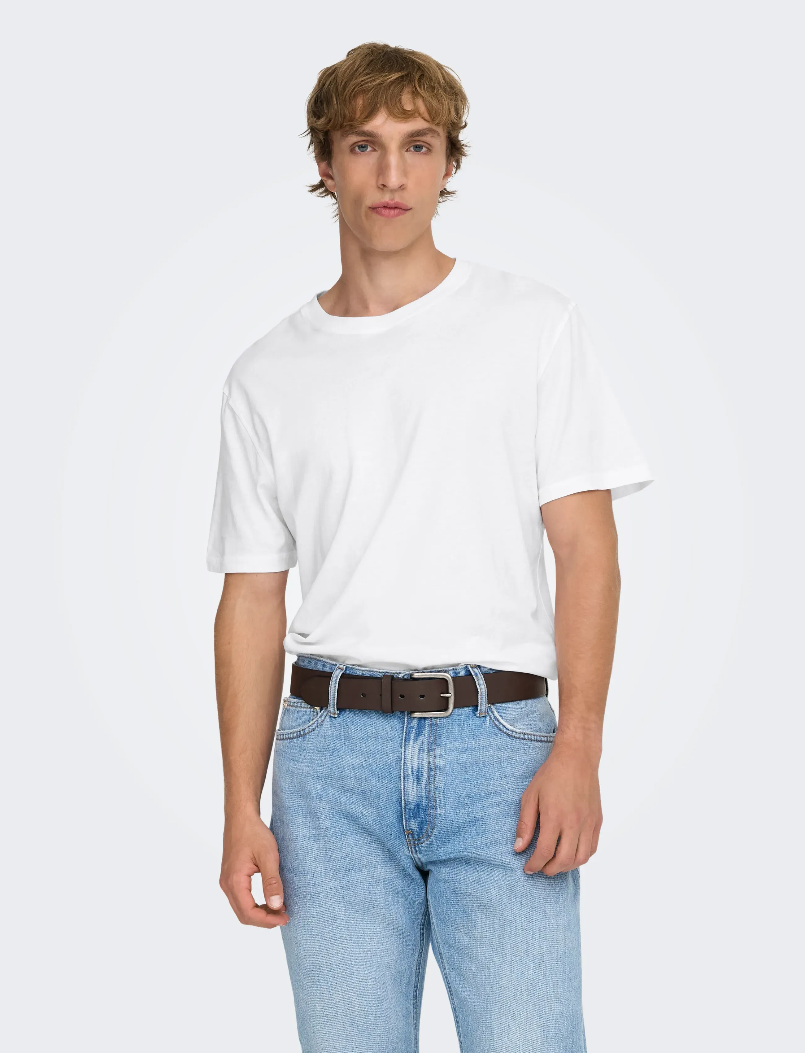 ONLY & SONS ONSMAX LIFE SS STITCH TEE NOOS - Riided - WHITE / white