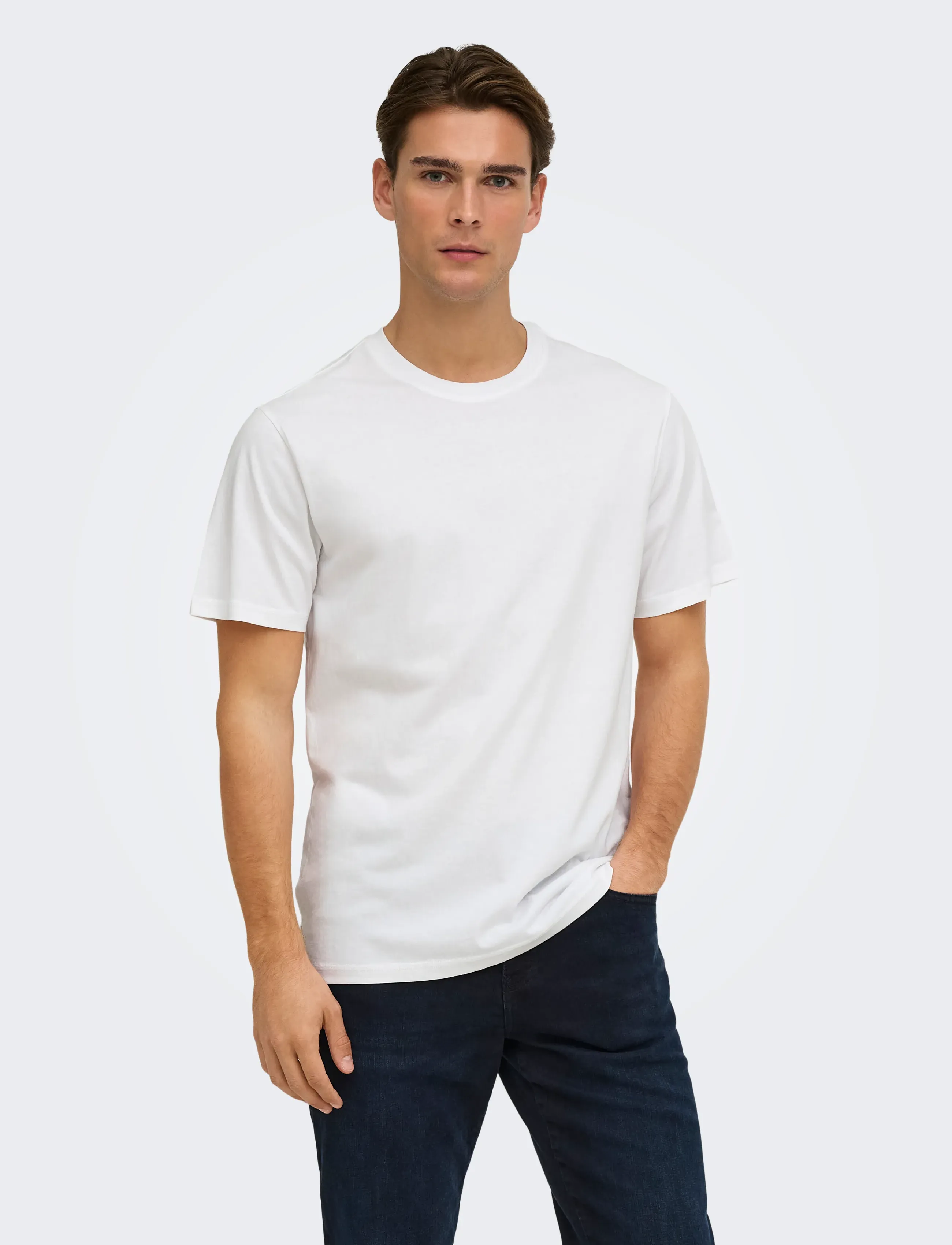 ONLY & SONS ONSMAX LIFE SS STITCH TEE NOOS - Lühikeste varrukatega T-särgid - WHITE / white