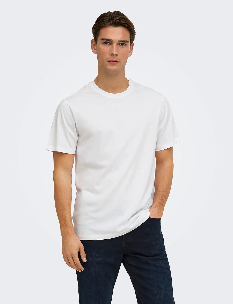 ONLY & SONS - ONSMAX LIFE SS STITCH TEE NOOS - lühikeste varrukatega t-särgid - white - 0