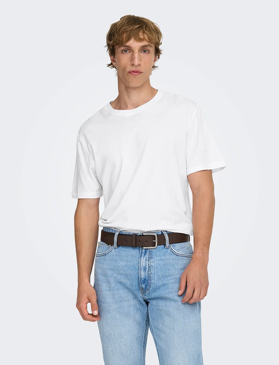 ONLY & SONS - ONSMAX LIFE SS STITCH TEE NOOS - lühikeste varrukatega t-särgid - white - 0