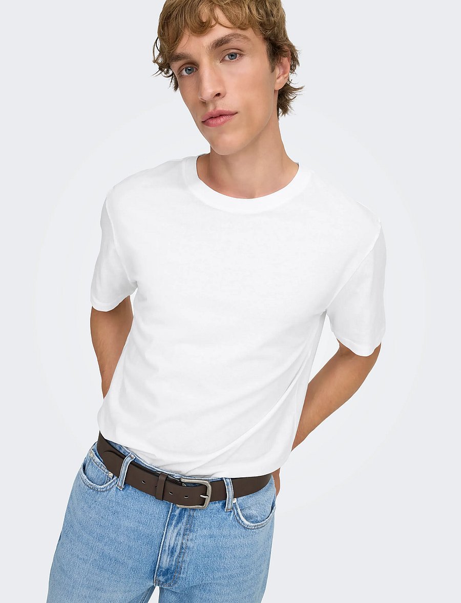 ONLY & SONS - ONSMAX LIFE SS STITCH TEE NOOS - lühikeste varrukatega t-särgid - white - 4