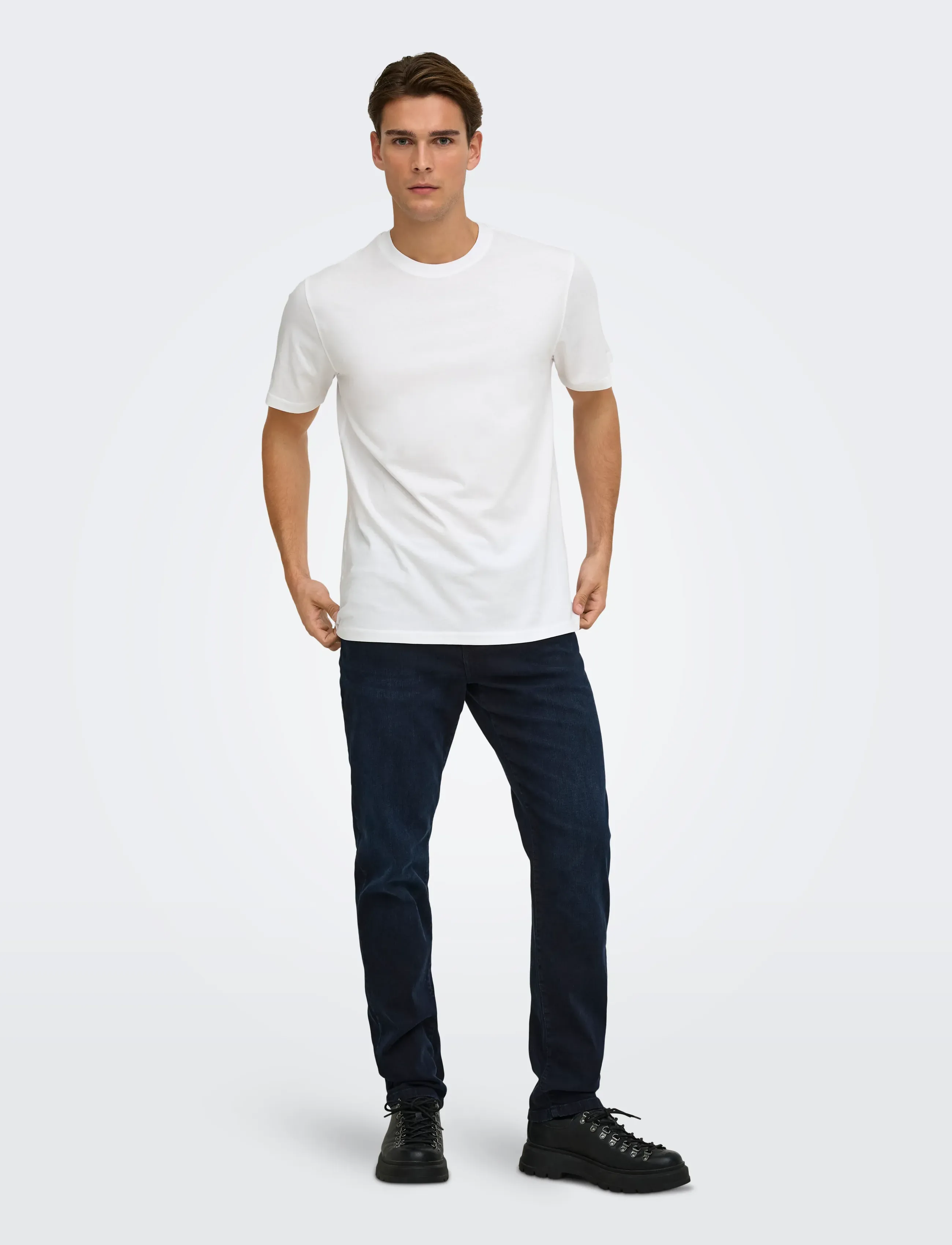 ONLY & SONS - ONSMAX LIFE SS STITCH TEE NOOS - lühikeste varrukatega t-särgid - white - 4