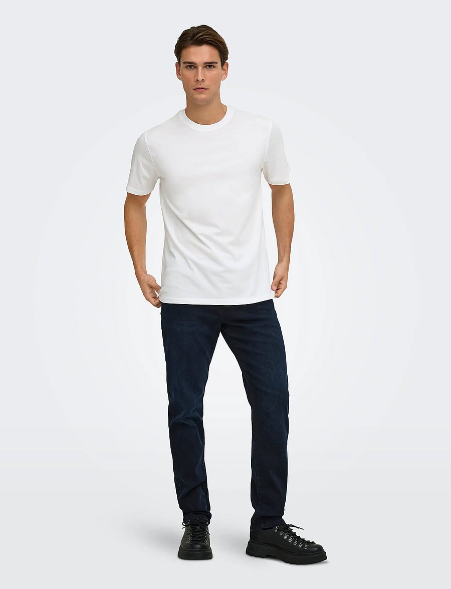 ONLY & SONS - ONSMAX LIFE SS STITCH TEE NOOS - lühikeste varrukatega t-särgid - white - 4