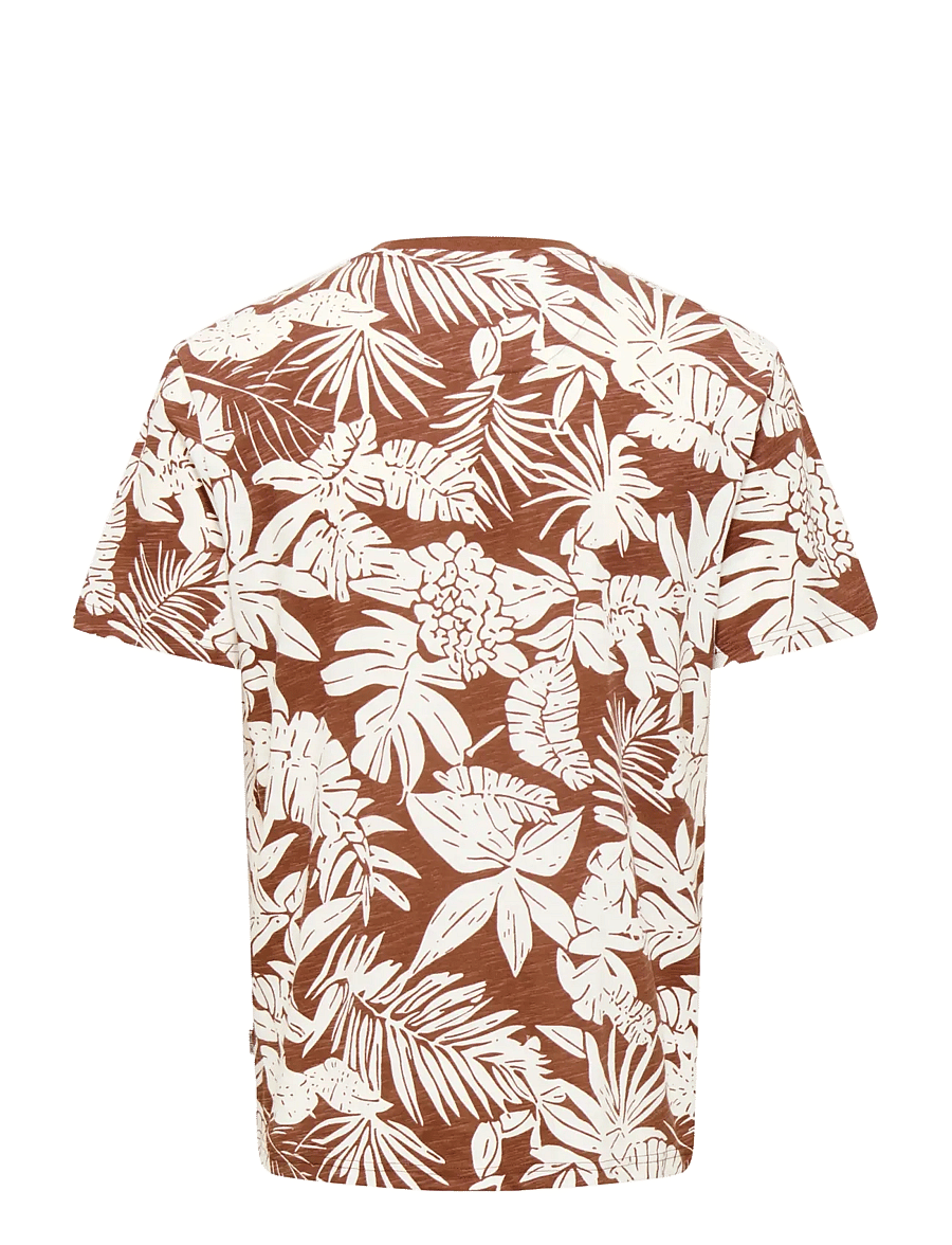 ONLY & SONS - ONSPERRY LIFE REG LEAF AOP SS TEE - kurzärmelige t-shirts - brown out - 2