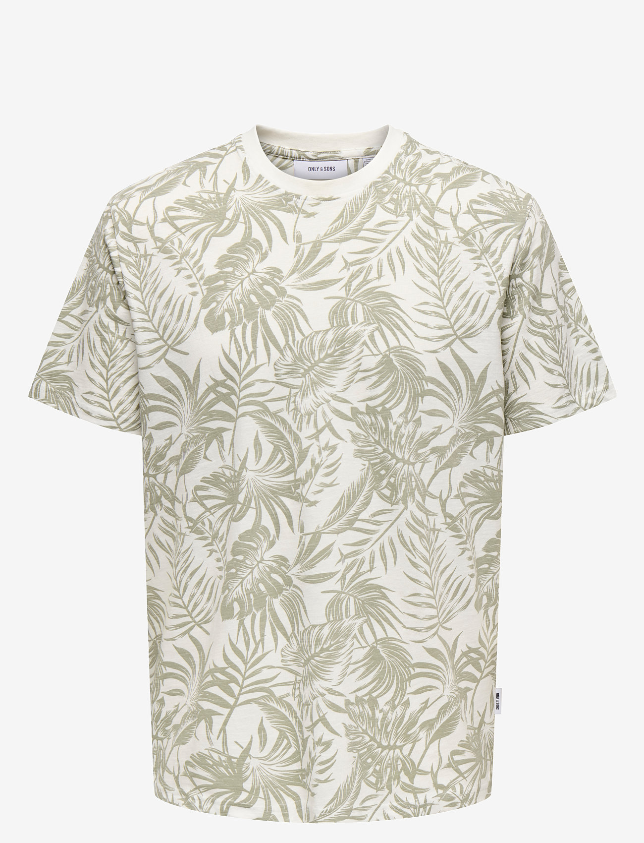 ONLY & SONS - ONSPERRY LIFE REG LEAF AOP SS TEE NOOS - kortærmede t-shirts - cloud dancer - 1