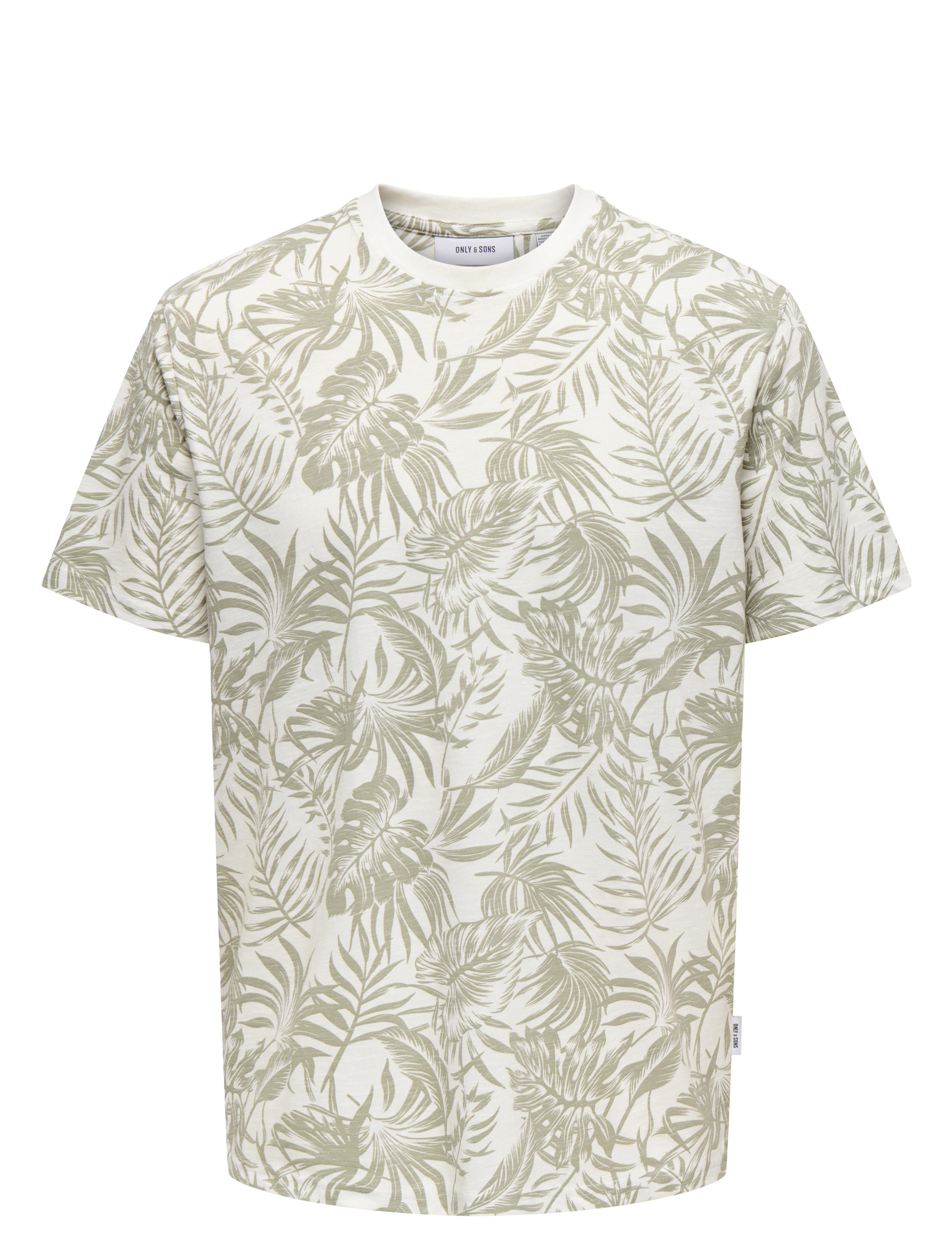 ONLY & SONS ONSPERRY LIFE REG LEAF AOP SS TEE - T-särgid - CLOUD DANCER / green