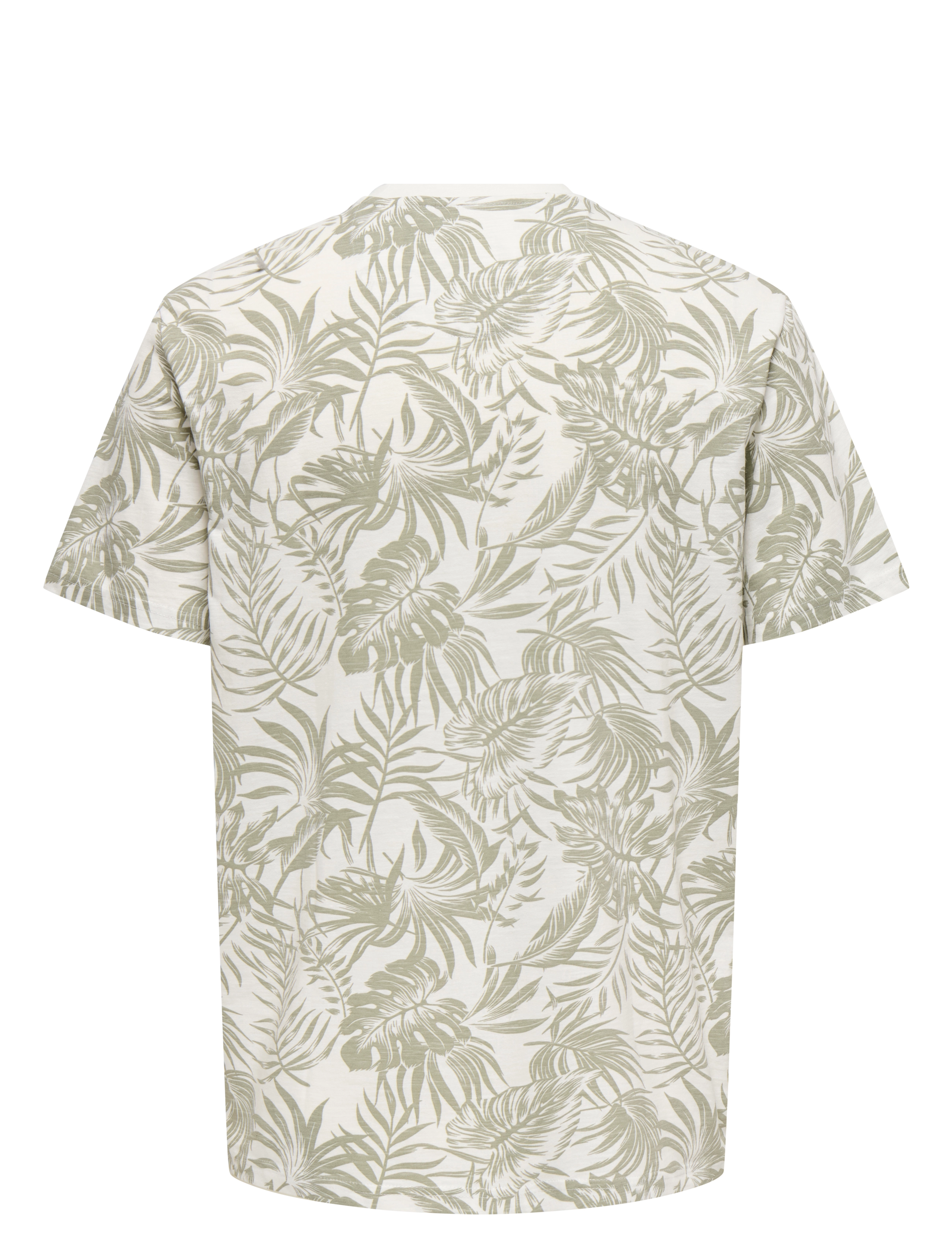 ONLY & SONS - ONSPERRY LIFE REG LEAF AOP SS TEE - lyhythihaiset - cloud dancer - 2