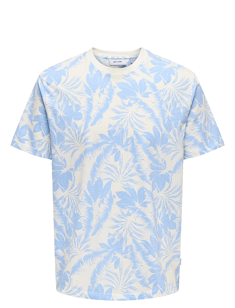 ONLY & SONS - ONSPERRY LIFE REG LEAF AOP SS TEE - kurzärmelig - cloud dancer - 0
