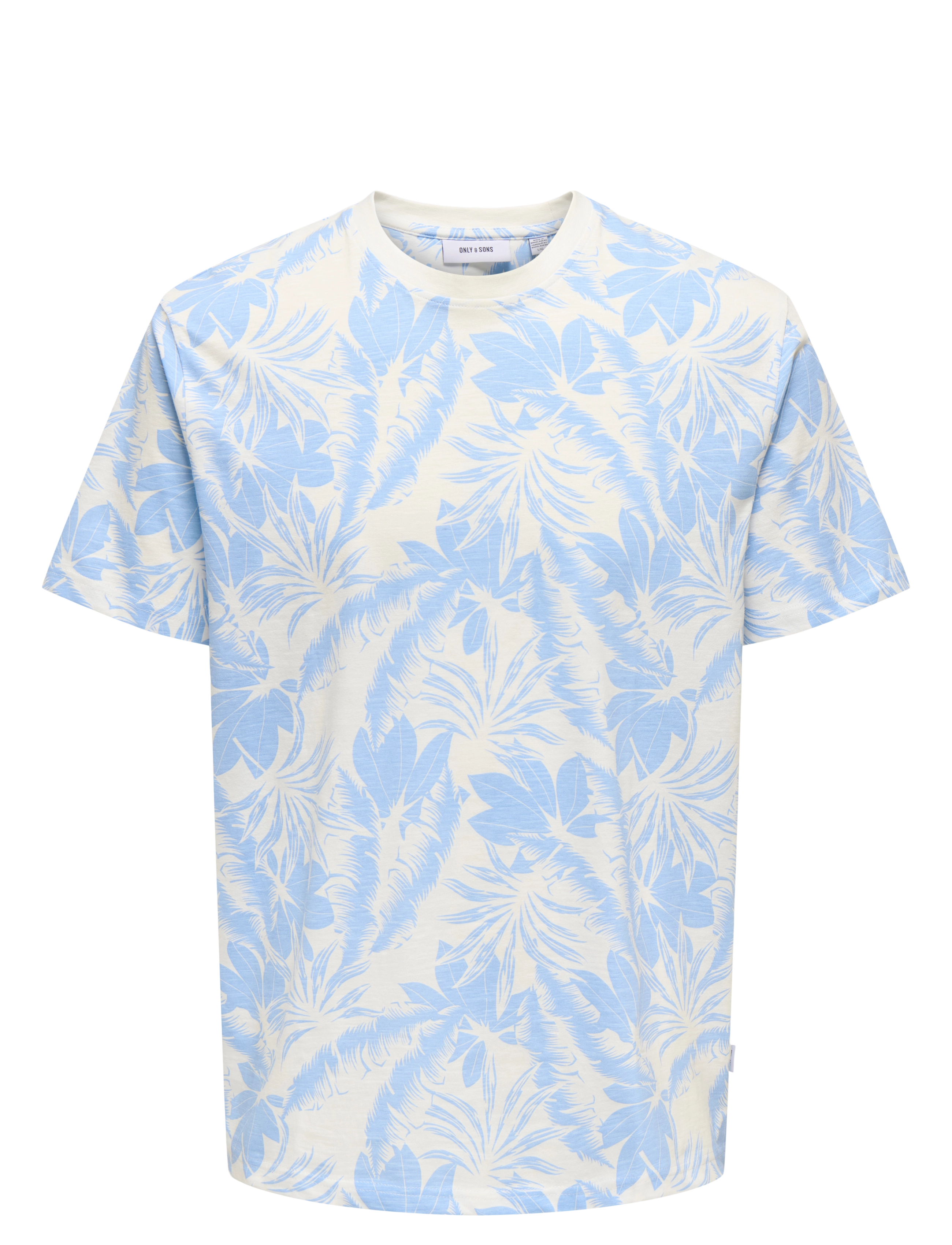 ONLY & SONS ONSPERRY LIFE REG LEAF AOP SS TEE - T-särgid - CLOUD DANCER / blue