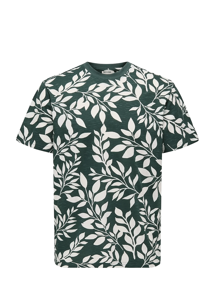 ONLY & SONS - ONSPERRY LIFE REG LEAF AOP SS TEE - lühikeste varrukatega t-särgid - darkest spruce - 1
