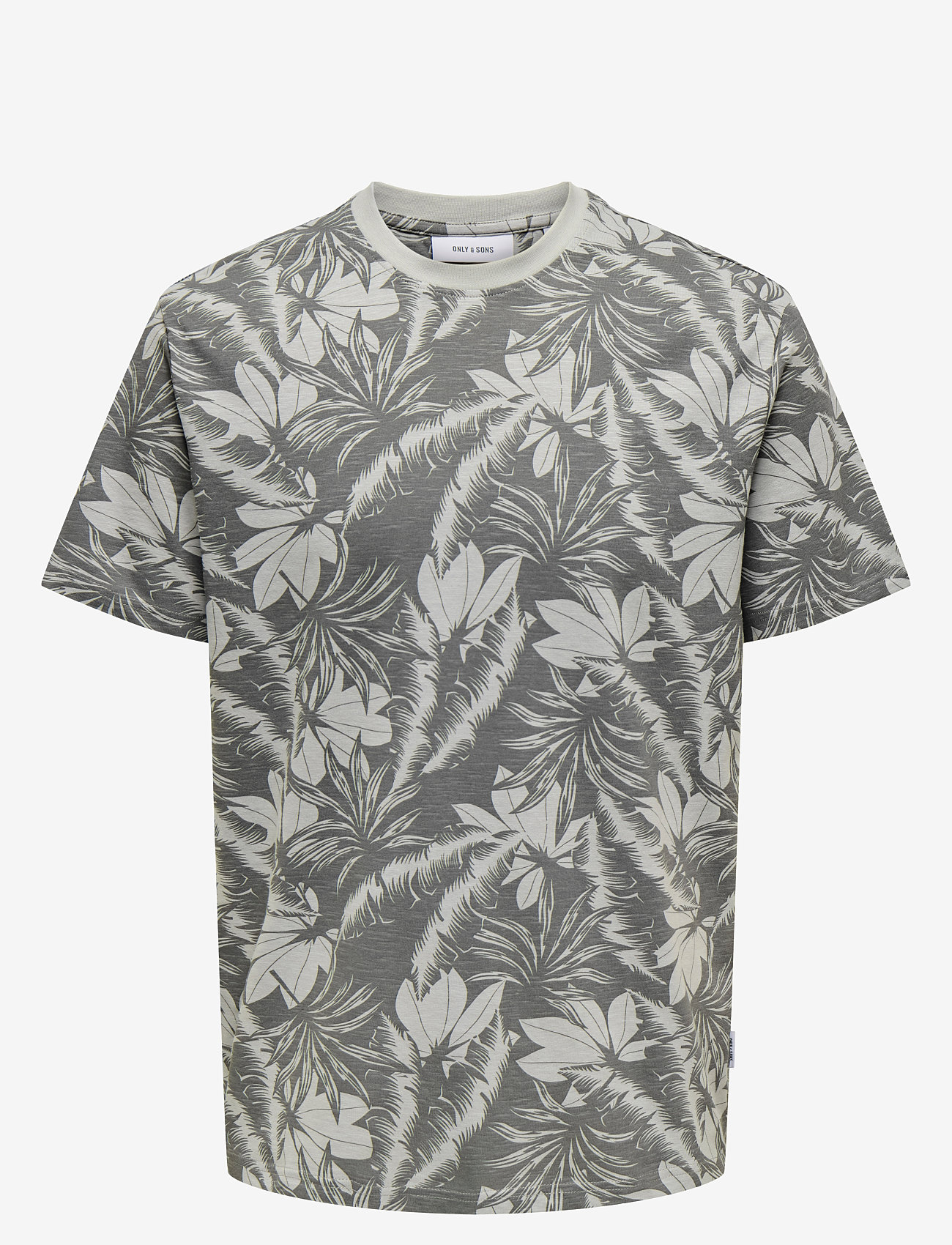 ONLY & SONS - ONSPERRY LIFE REG LEAF AOP SS TEE - short-sleeved t-shirts - dark shadow - 0