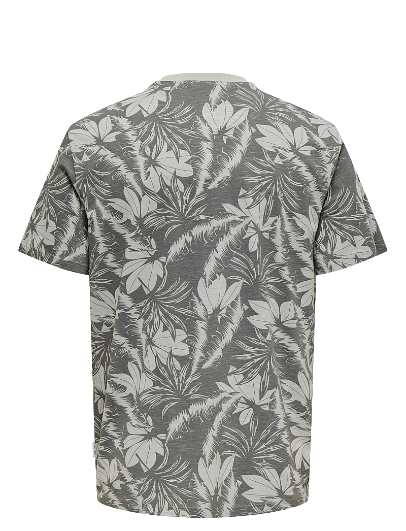 ONLY & SONS - ONSPERRY LIFE REG LEAF AOP SS TEE - short-sleeved t-shirts - dark shadow - 1