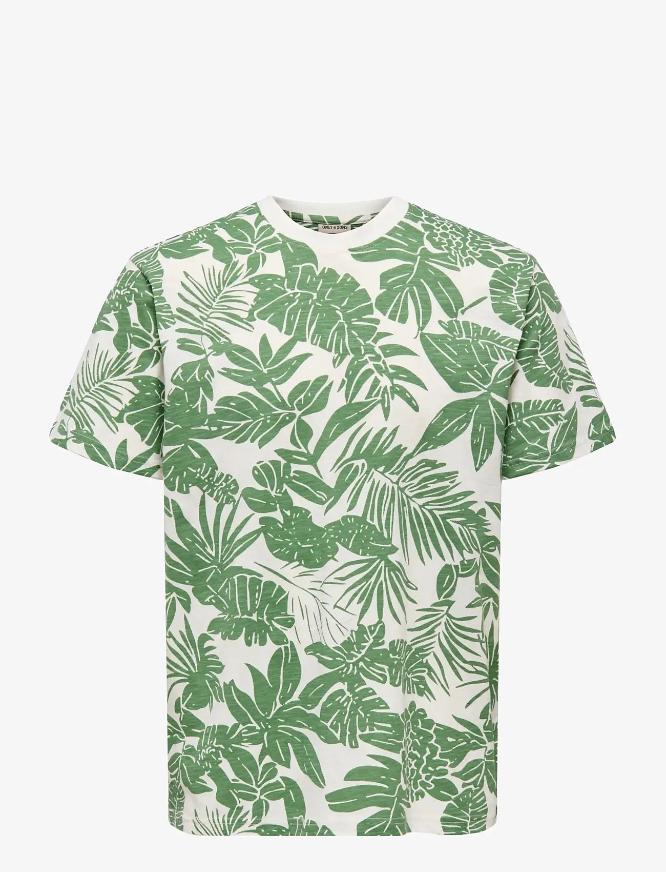 ONLY & SONS - ONSPERRY LIFE REG LEAF AOP SS TEE - kortærmede t-shirts - gardenia - 1