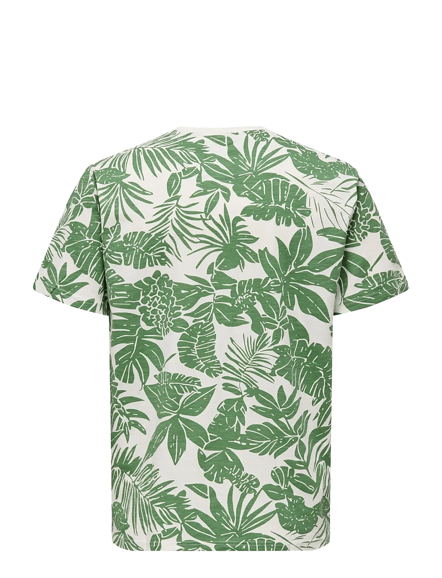 ONLY & SONS - ONSPERRY LIFE REG LEAF AOP SS TEE - lühikeste varrukatega t-särgid - gardenia - 2