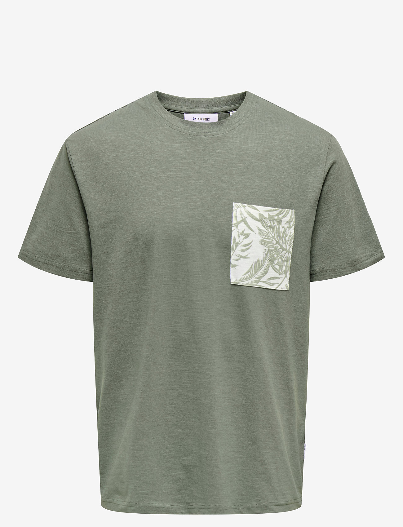 ONLY & SONS - ONSPERRY LIFE REG LEAF SS POCKETTEE NOOS - short-sleeved t-shirts - castor gray - 1