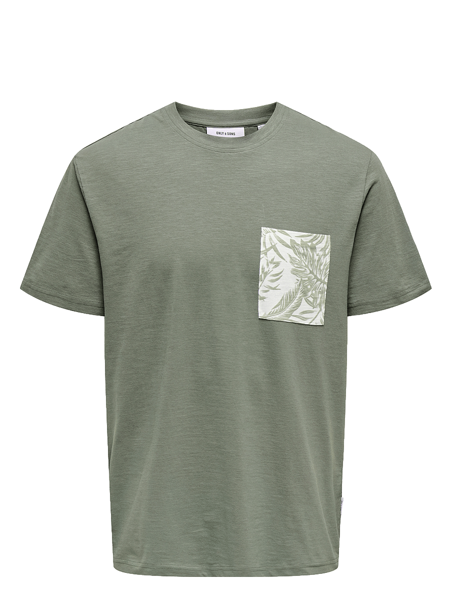 ONLY & SONS - ONSPERRY LIFE REG LEAF SS POCKETTEE NOOS - kurzärmelig - castor gray - 1