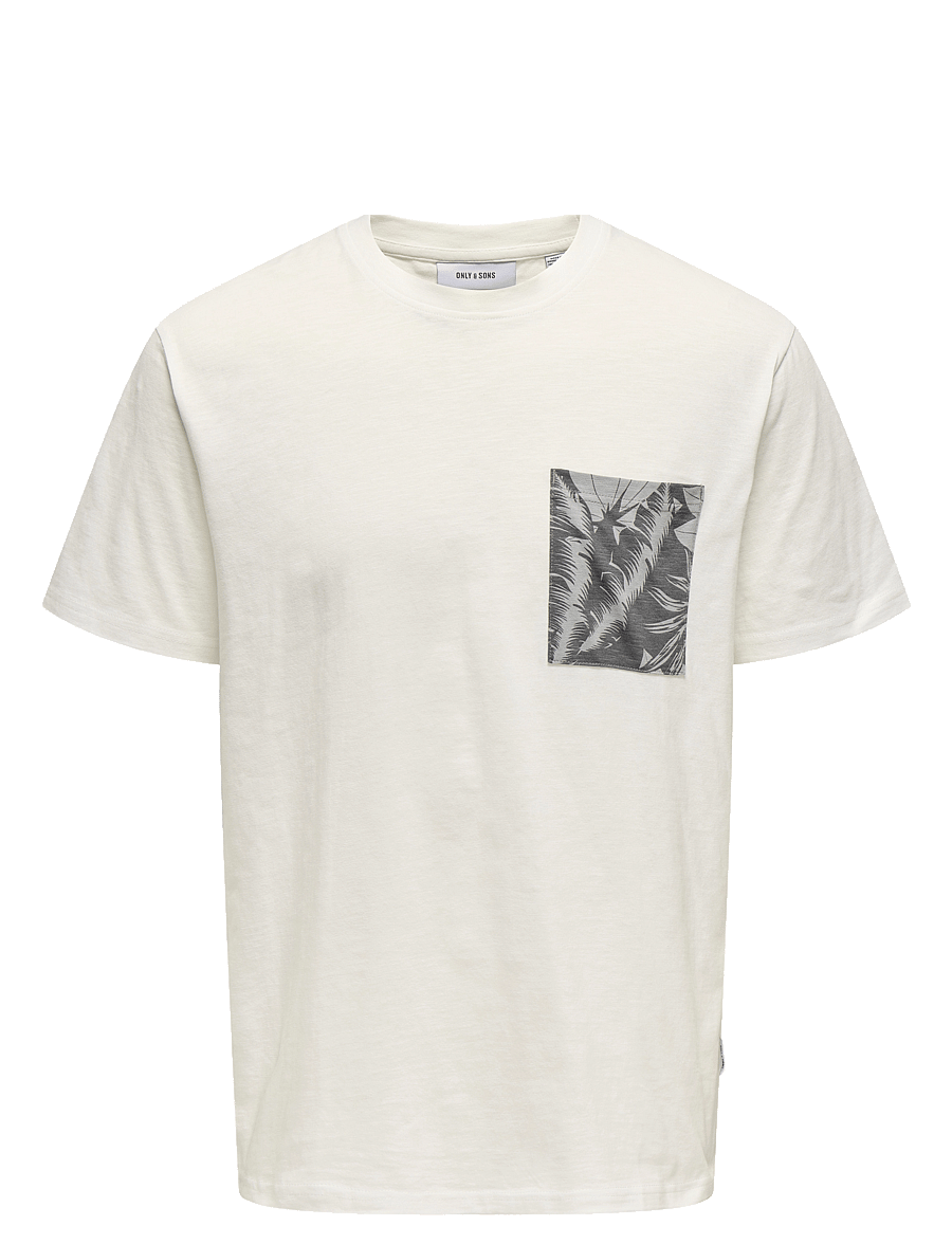 ONLY & SONS - ONSPERRY LIFE REG LEAF SS POCKETTEE NOOS - kurzärmelig - cloud dancer - 1