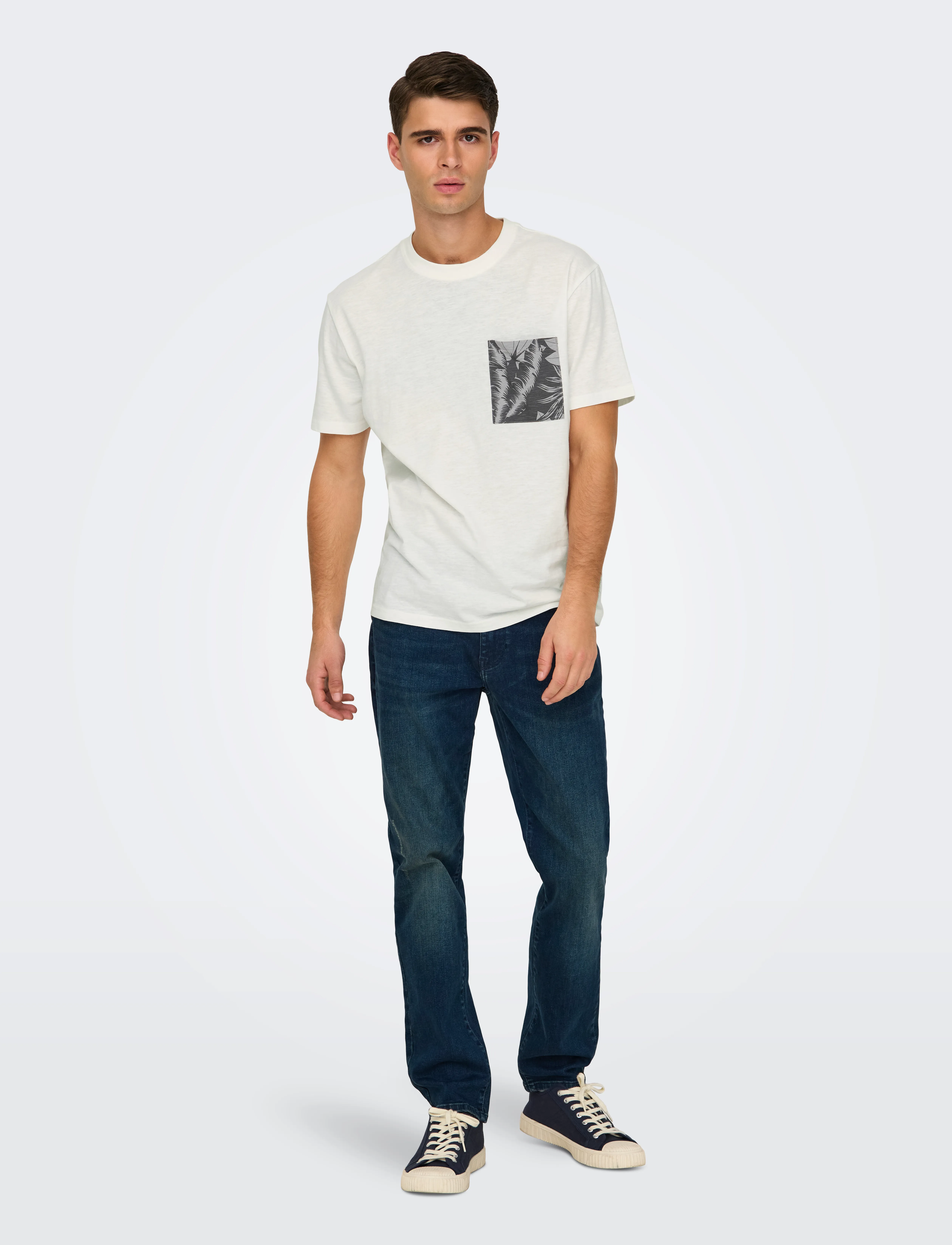 ONLY & SONS ONSPERRY LIFE REG LEAF SS POCKETTEE NOOS - 4 for 3 - CLOUD DANCER / cream