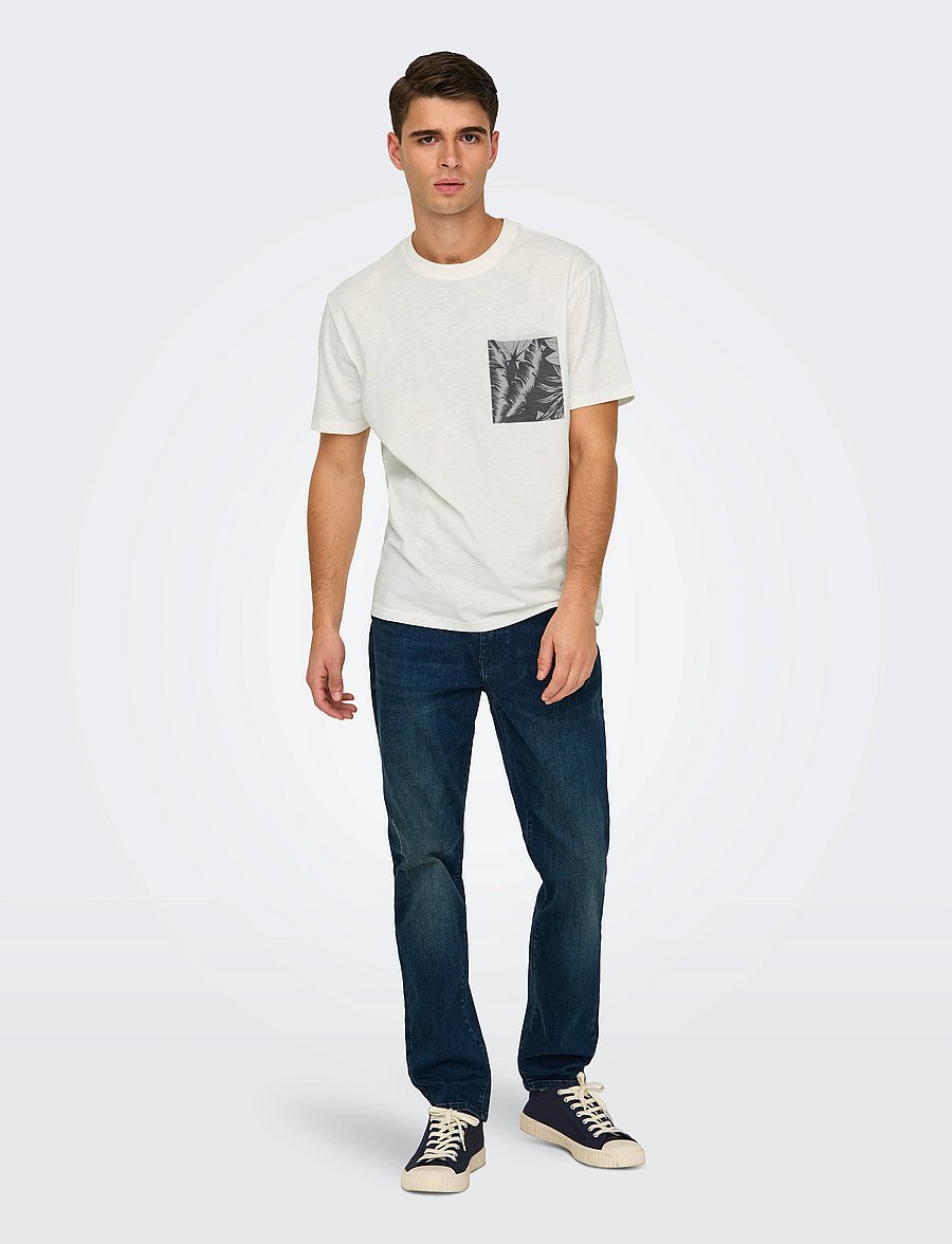 ONLY & SONS - ONSPERRY LIFE REG LEAF SS POCKETTEE NOOS - kurzärmelig - cloud dancer - 0