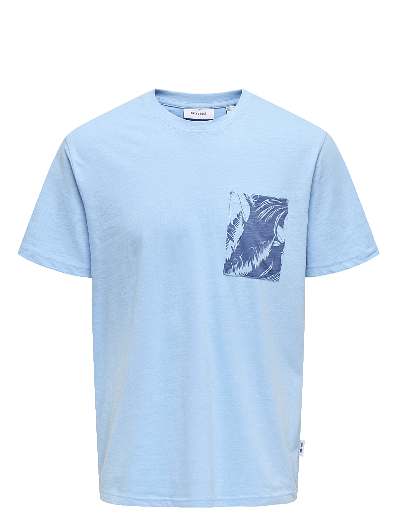 ONLY & SONS - ONSPERRY LIFE REG LEAF SS POCKETTEE NOOS - kurzärmelig - powder blue - 0