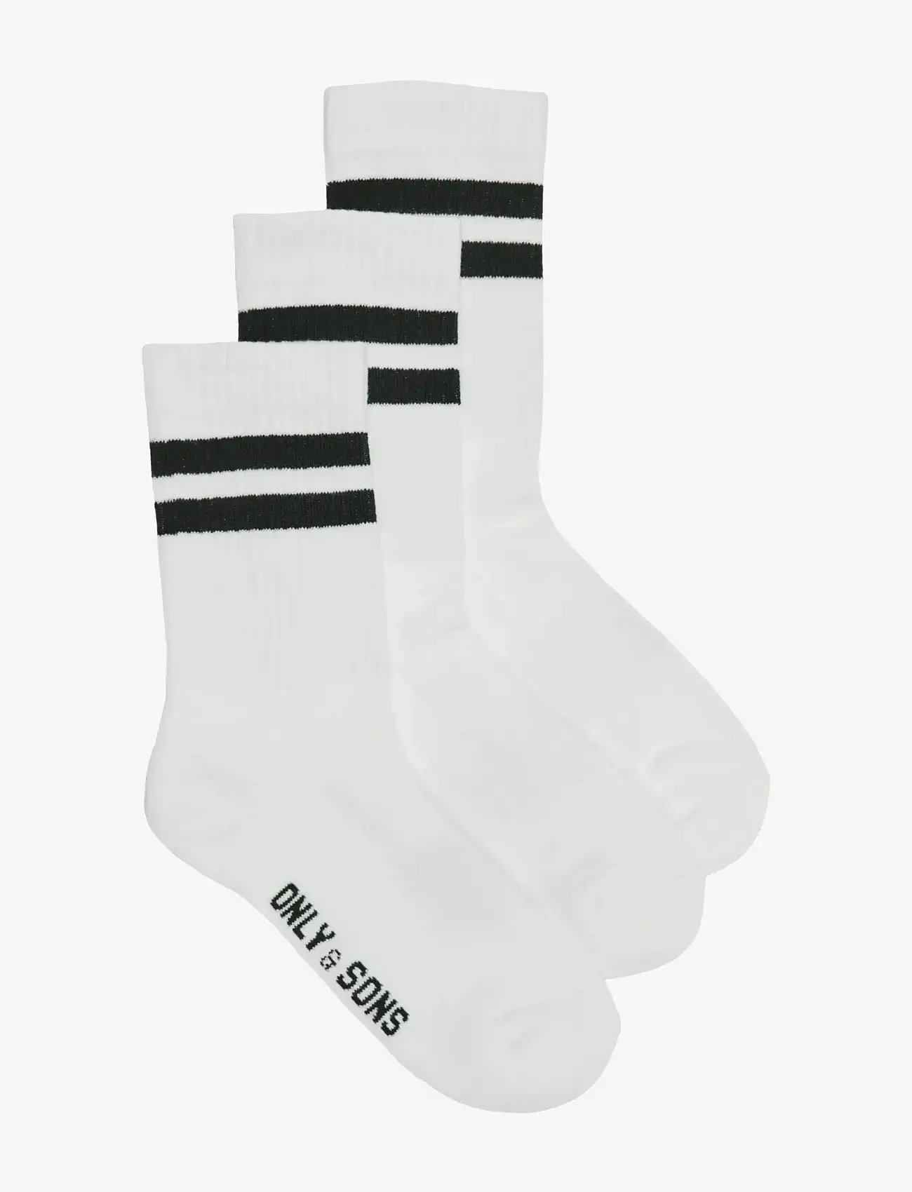 ONLY & SONS - ONSRODY STRIPE 3-PACK TENNIS SOCK NOOS - crew socks - white - 0