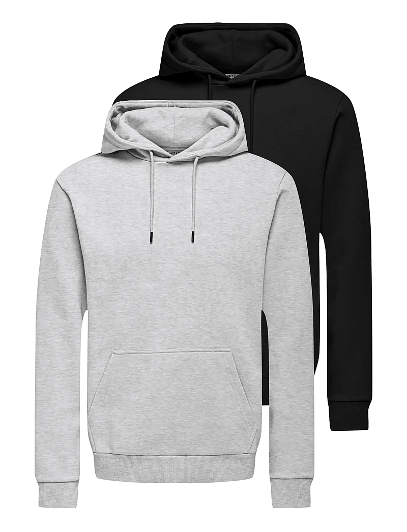 ONLY & SONS - ONSCERES HOODIE SWEAT 2-PACK - hættetrøjer - black - 0