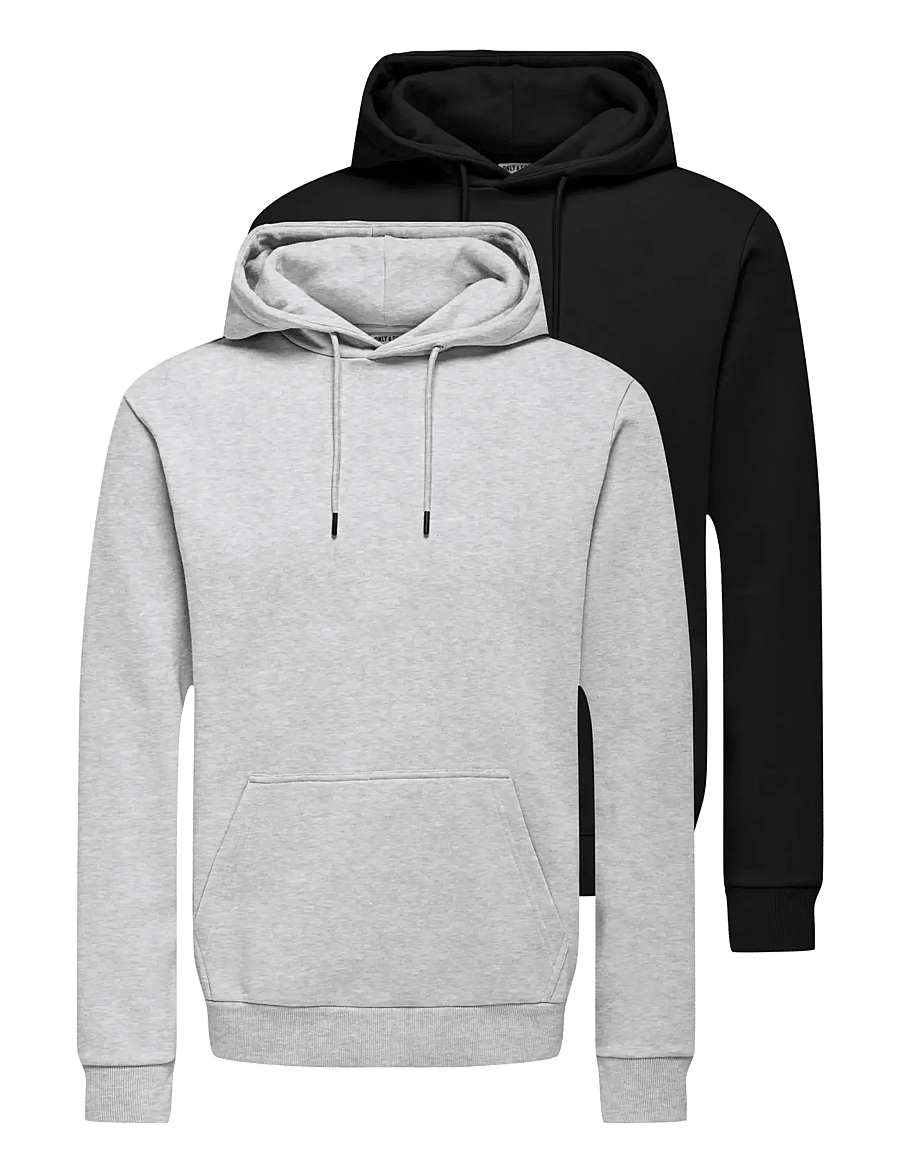 ONLY & SONS - ONSCERES HOODIE SWEAT 2-PACK - kapuutsiga dressipluusid - black - 0
