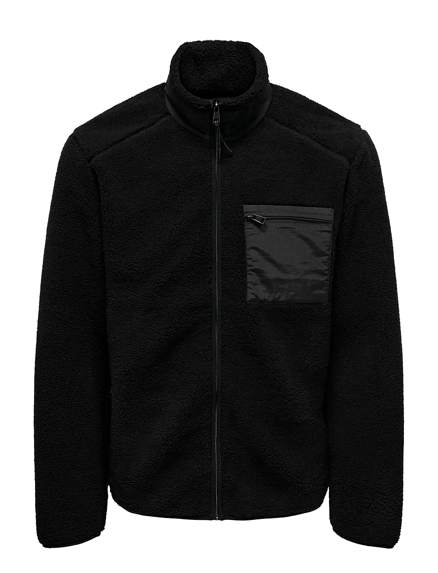 ONLY & SONS - ONSDALLAS SHERPA JACKET OTW VD - teddypuserot - black - 1