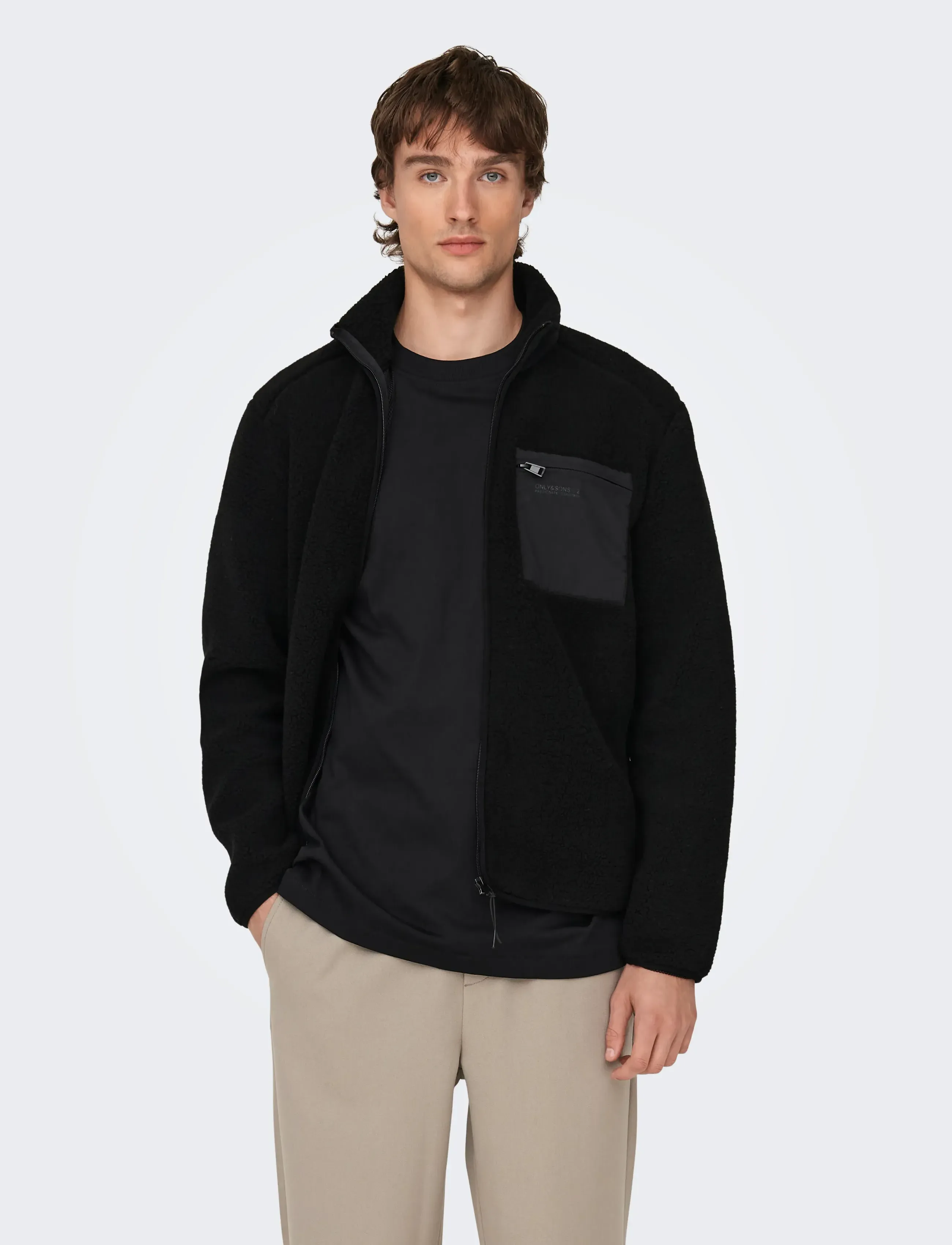 ONLY & SONS ONSDALLAS SHERPA JACKET OTW VD - Fleece-Pullover - BLACK / black