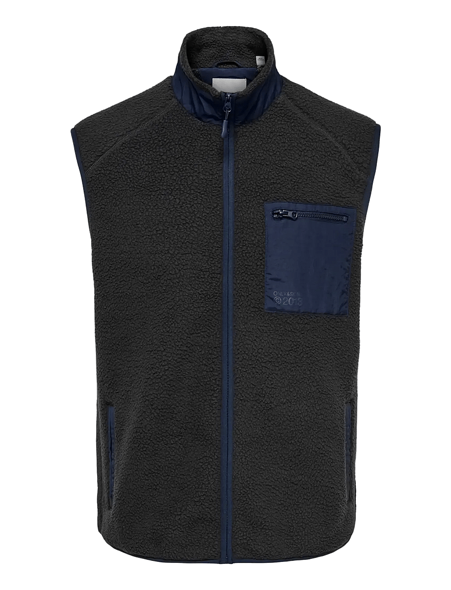 ONLY & SONS - ONSDALLAS LIFE SHERPA VEST OTW VD - fleece-pullover - phantom - 1
