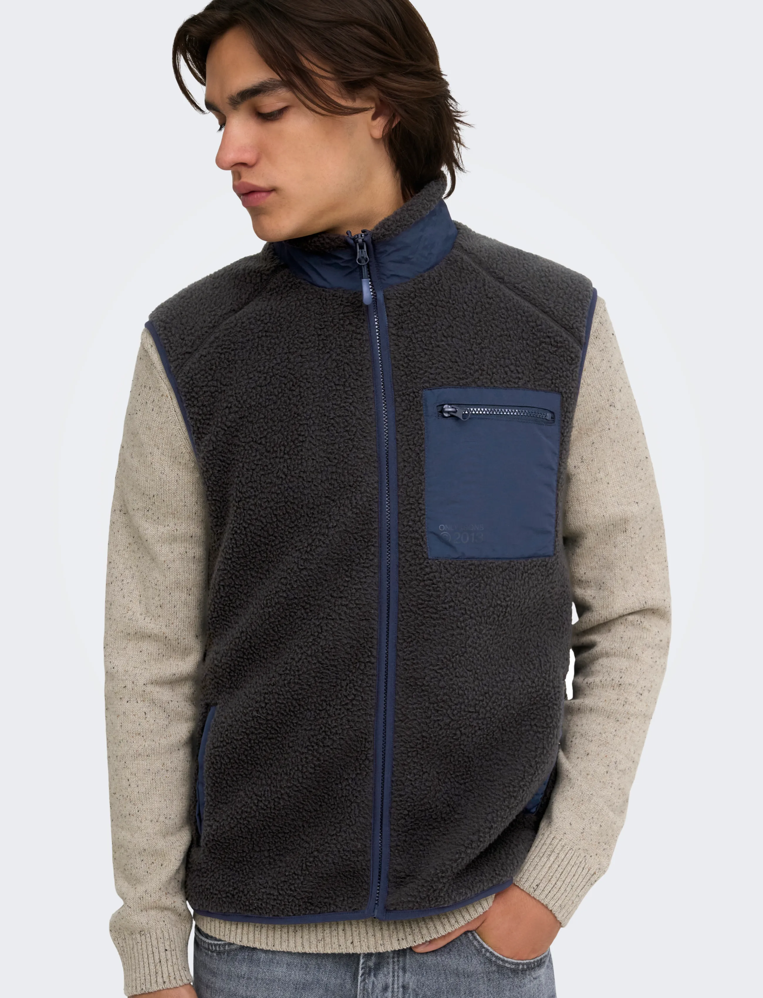 ONLY & SONS - ONSDALLAS LIFE SHERPA VEST OTW VD - phantom - 5
