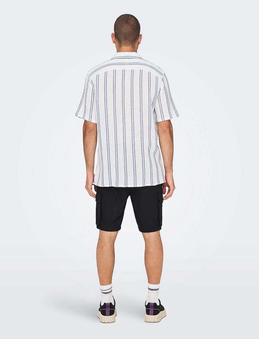 ONLY & SONS - ONSTREV LIFE REG STRIPE SS SHIRT NOOS - chemises à manches courtes - cloud dancer - 3