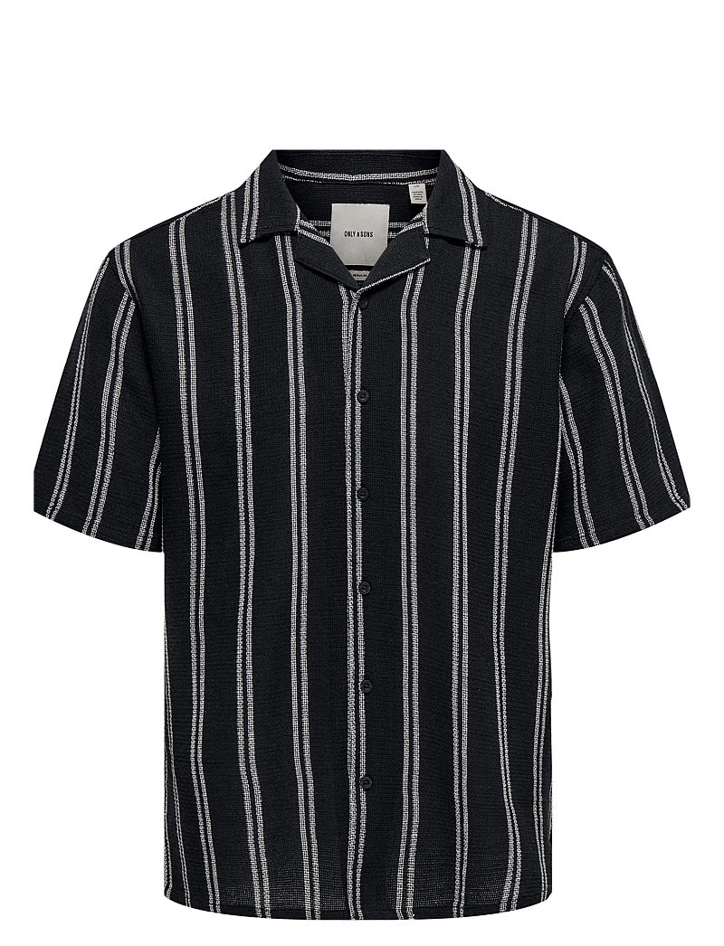 ONLY & SONS - ONSTREV LIFE REG STRIPE SS SHIRT NOOS - kurzarmhemden - dark navy - 1