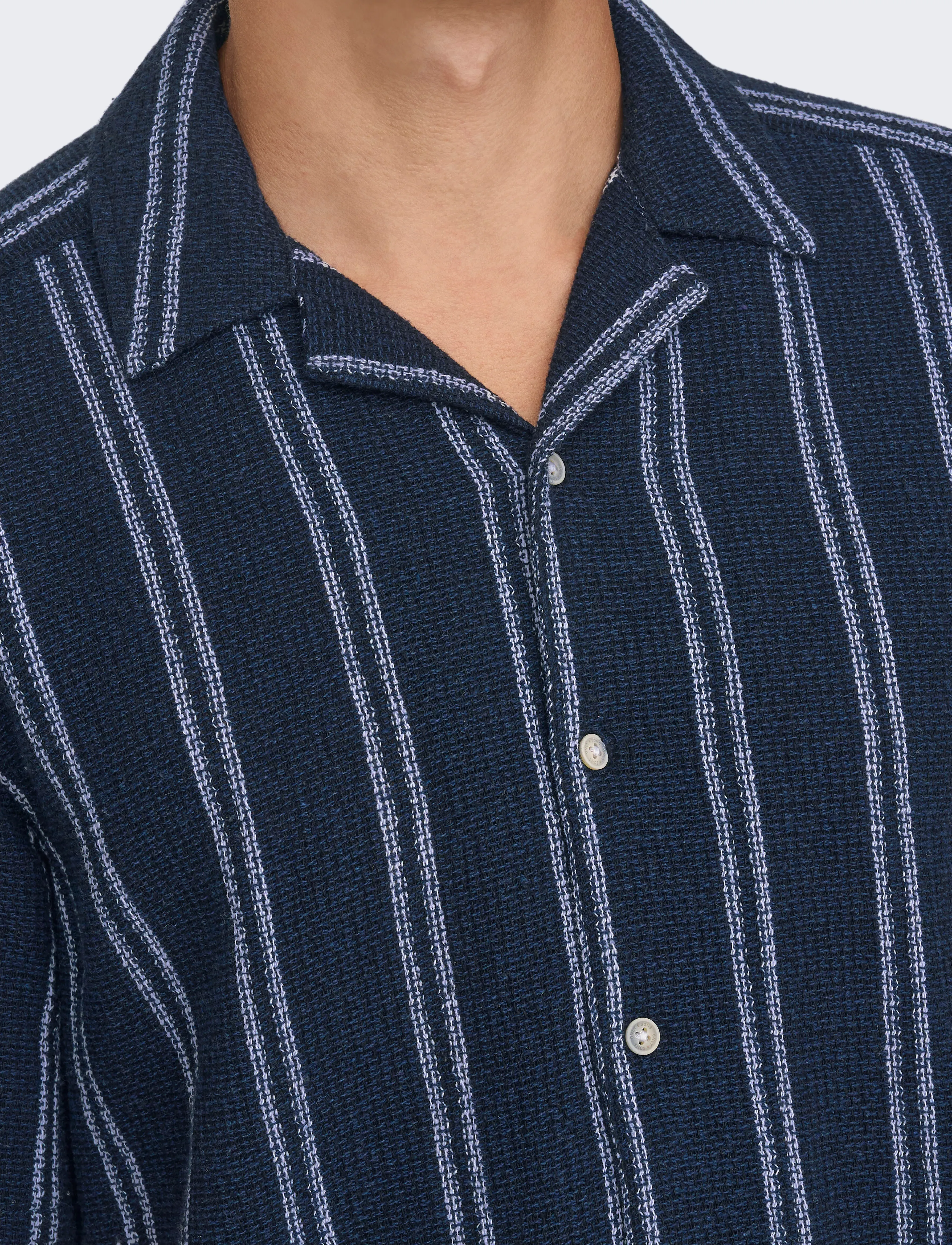 ONLY & SONS - ONSTREV LIFE REG STRIPE SS SHIRT NOOS - kortærmede skjorter - dark navy - 5