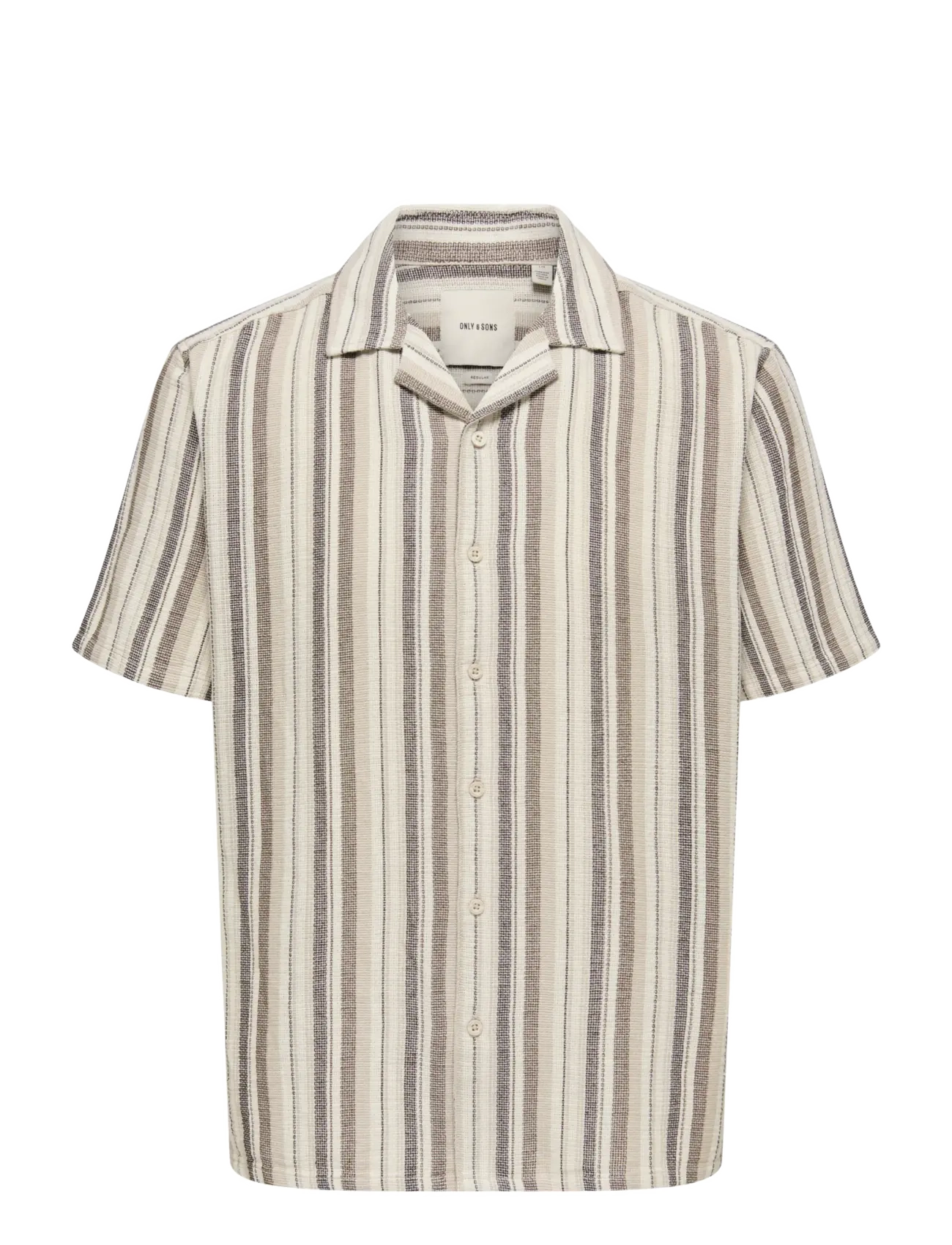 ONLY & SONS ONSTREV LIFE REG STRIPE SS SHIRT NOOS - Skjortor - GARDENIA / beige