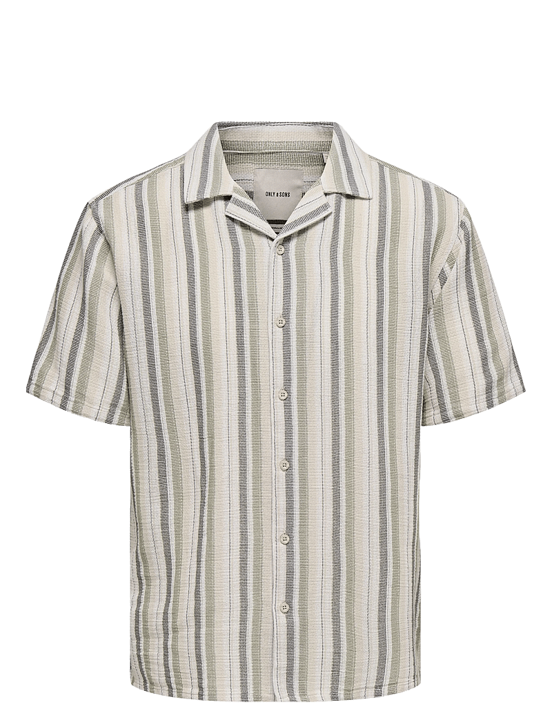 ONLY & SONS - ONSTREV LIFE REG STRIPE SS SHIRT NOOS - kurzarmhemden - seagrass - 1