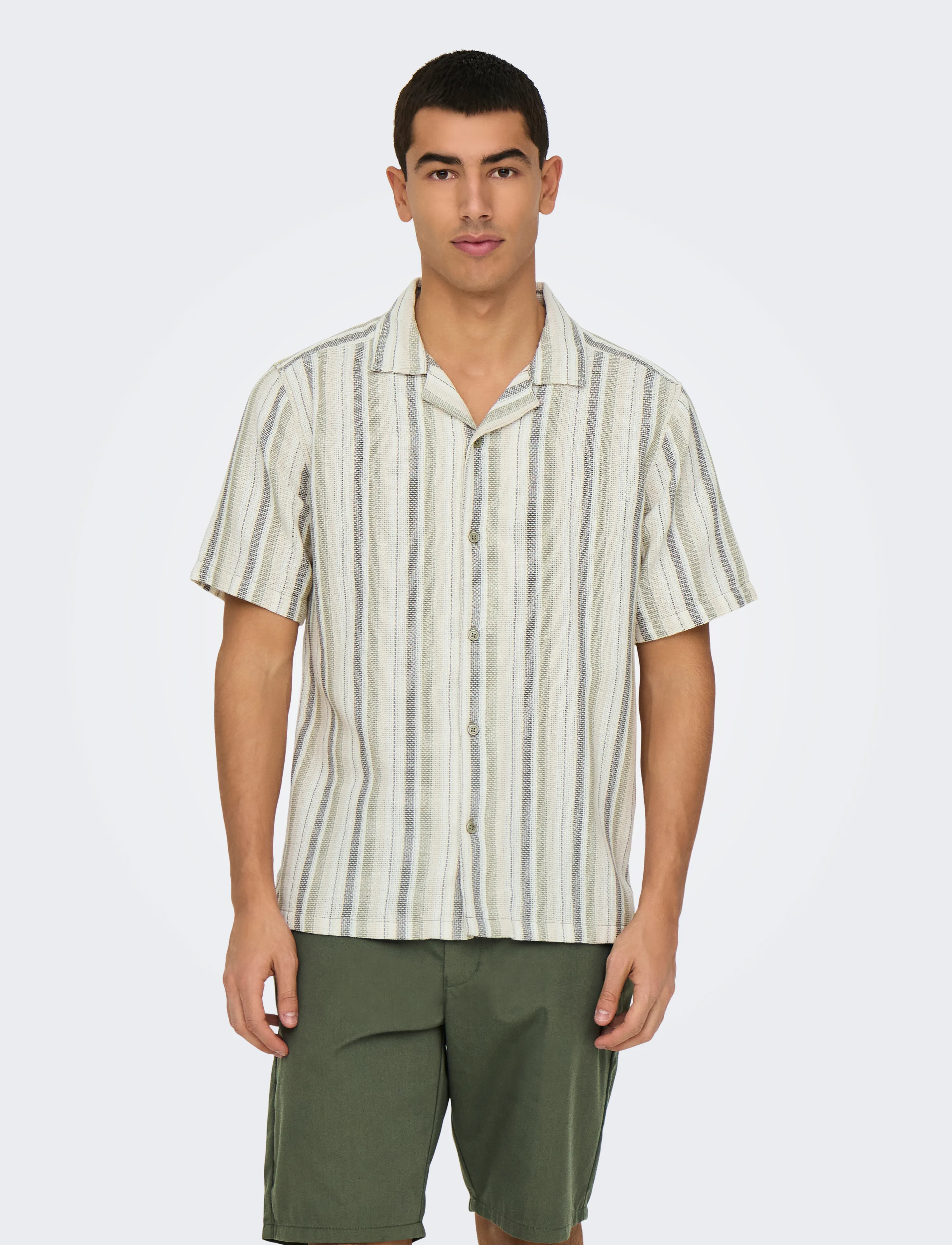 ONLY & SONS ONSTREV LIFE REG STRIPE SS SHIRT NOOS - Deals - SEAGRASS / green