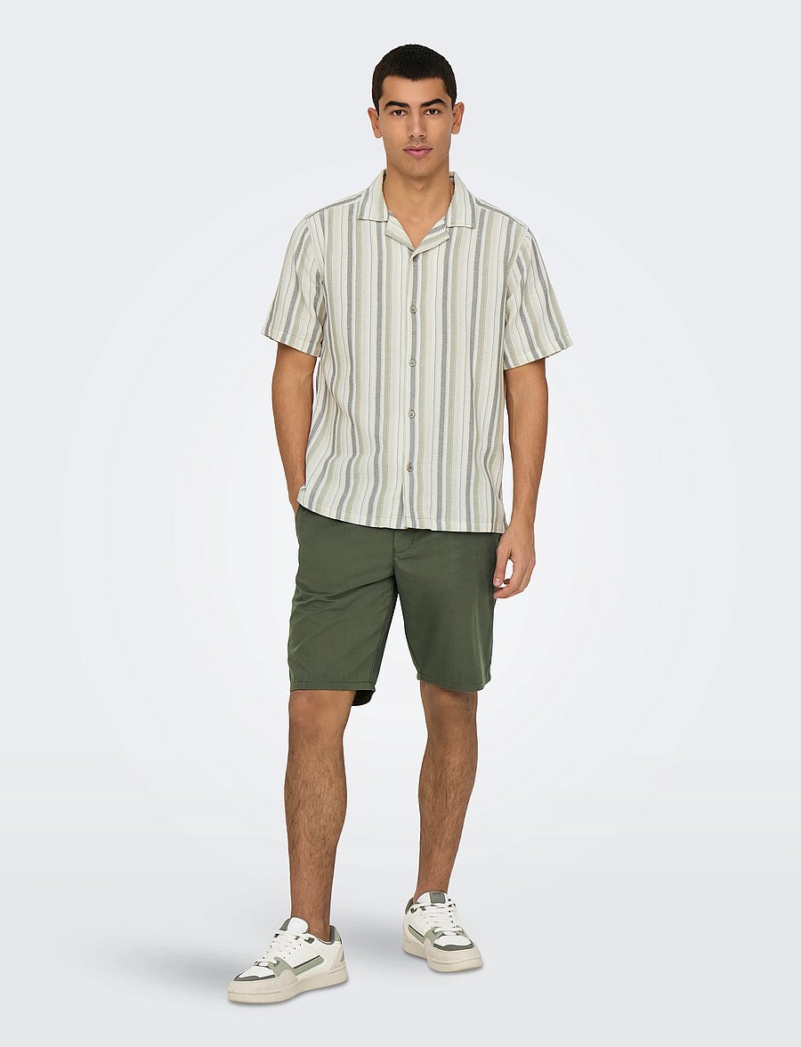 ONLY & SONS - ONSTREV LIFE REG STRIPE SS SHIRT NOOS - overhemden met korte mouw - seagrass - 5