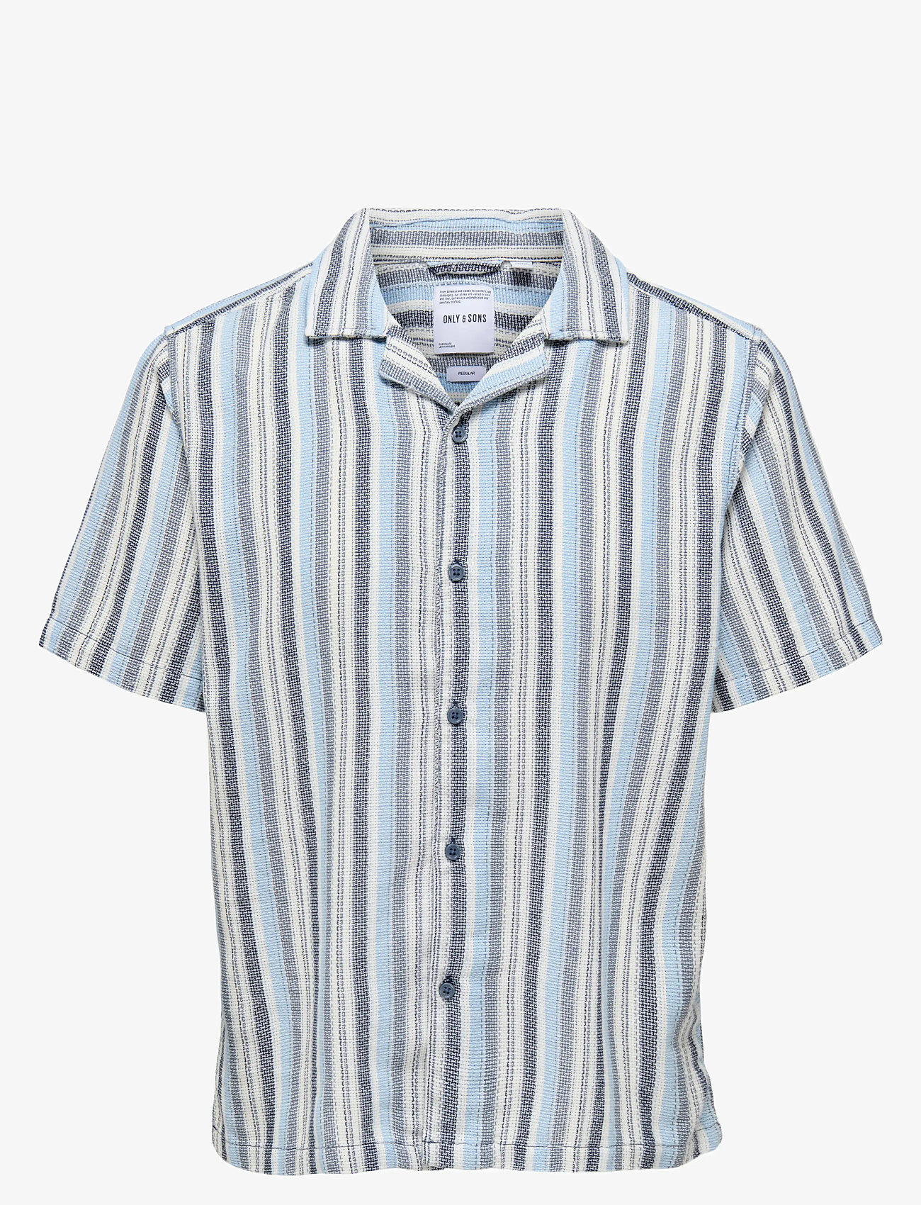 ONLY & SONS - ONSTREV LIFE REG STRIPE SS SHIRT NOOS - kortärmade skjortor - vintage indigo - 1