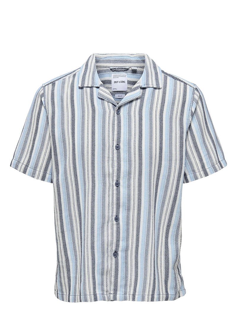 ONLY & SONS - ONSTREV LIFE REG STRIPE SS SHIRT NOOS - kurzarmhemden - vintage indigo - 1
