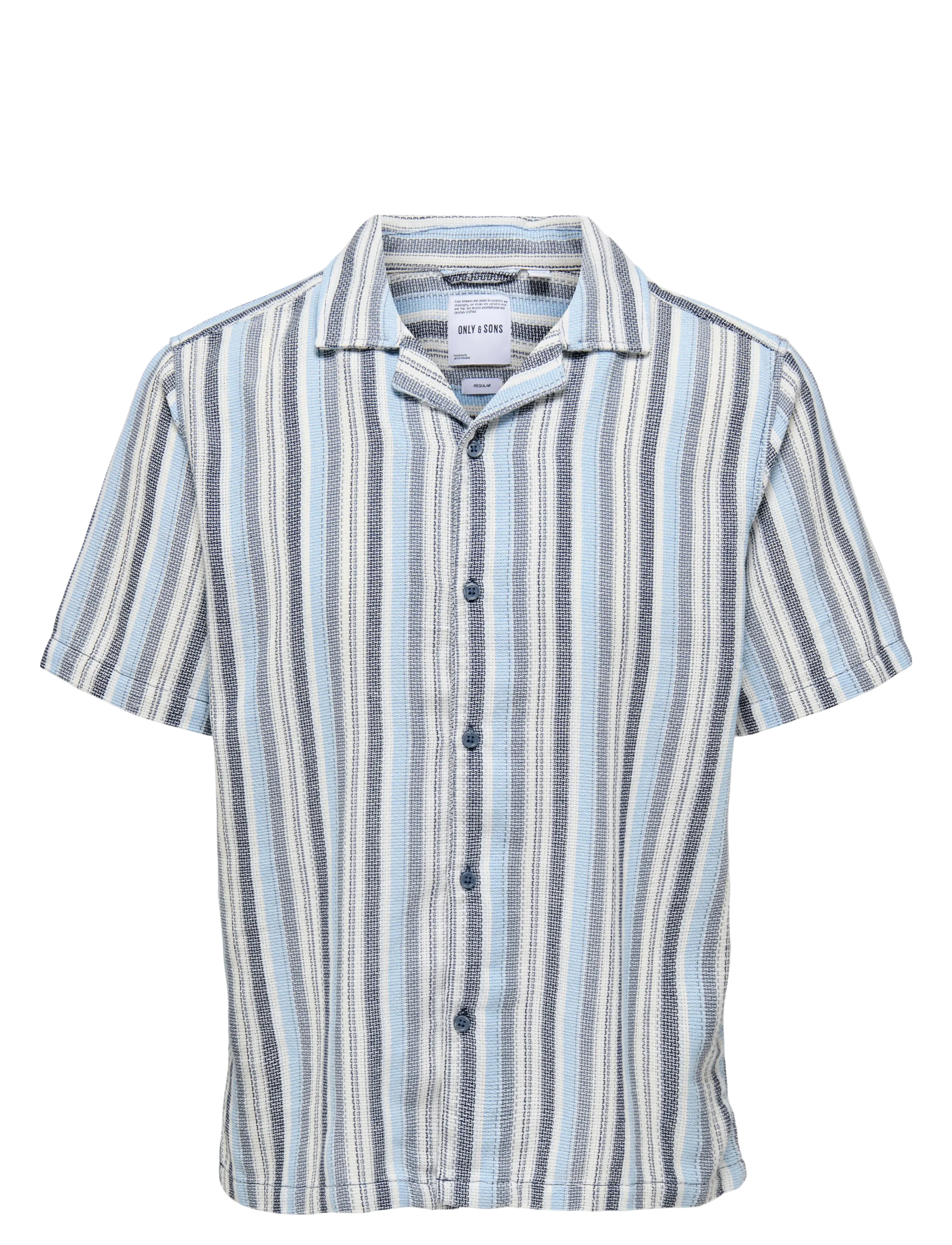 ONLY & SONS - ONSTREV LIFE REG STRIPE SS SHIRT NOOS - kurzarmhemden - vintage indigo - 1