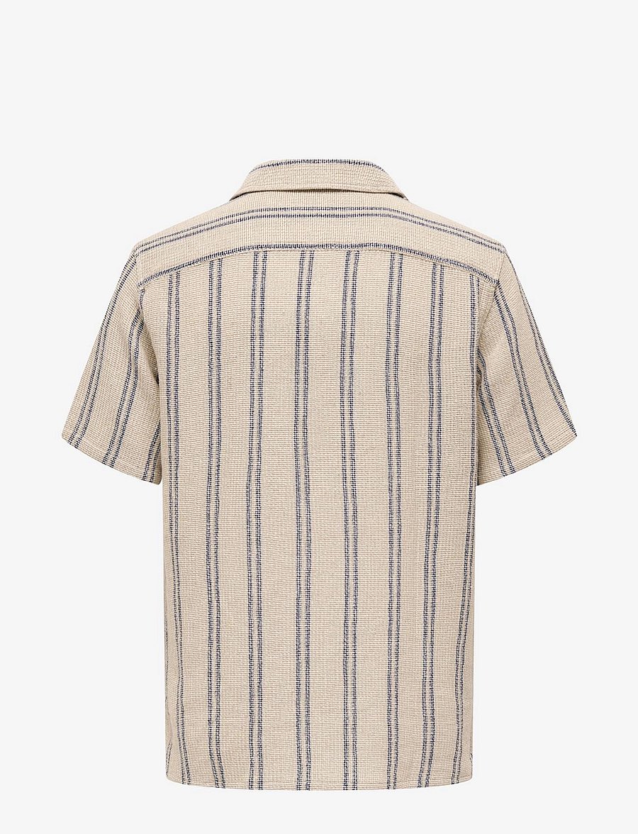 ONLY & SONS - ONSTREV LIFE REG STRIPE SS SHIRT NOOS - kurzarmhemden - vintage khaki - 2