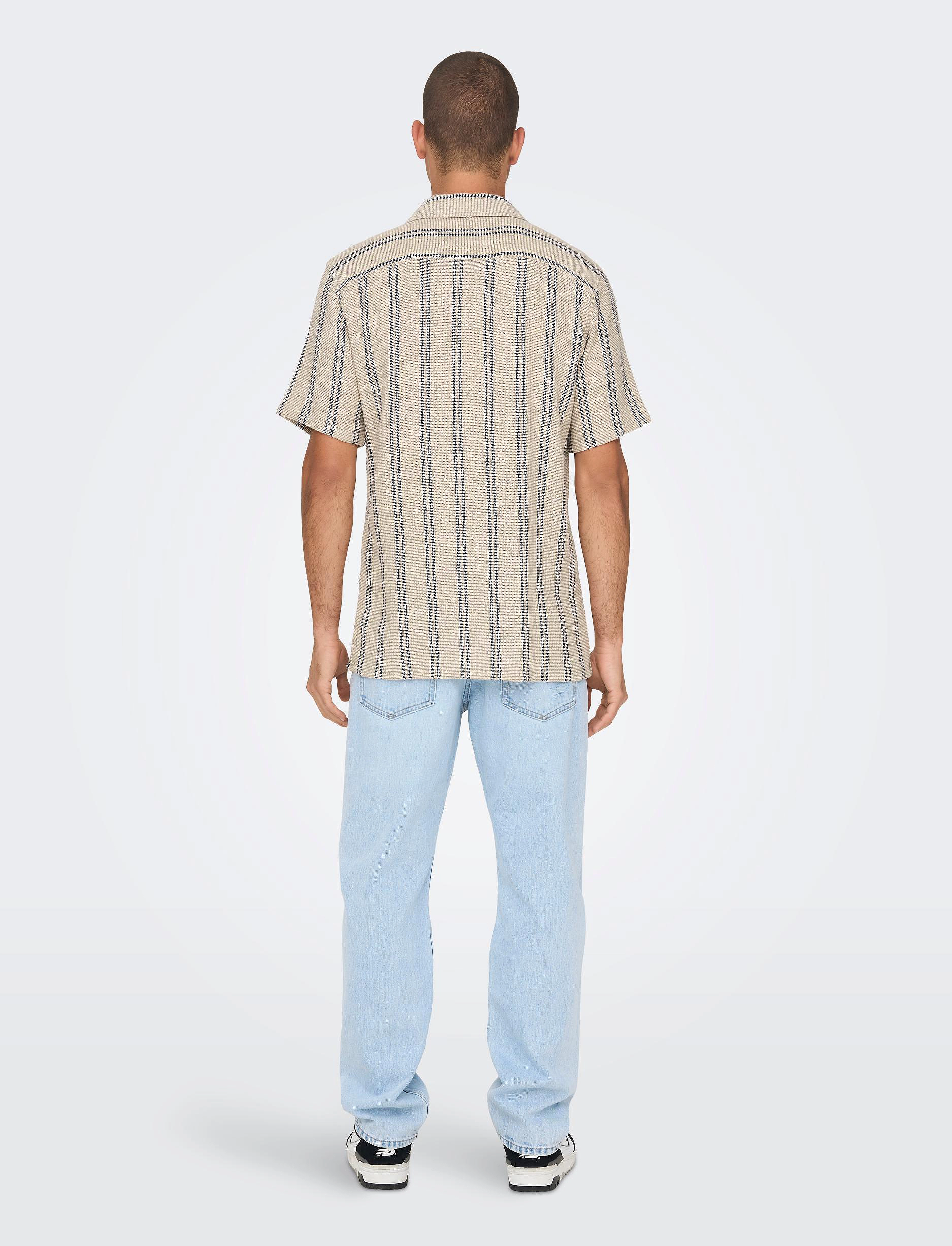 ONLY & SONS - ONSTREV LIFE REG STRIPE SS SHIRT NOOS - kortærmede skjorter - vintage khaki - 3